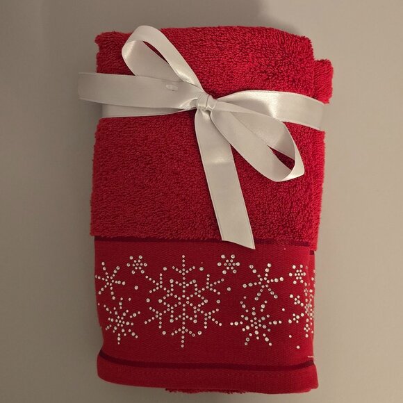 NWT Glitter Snowflake Hand Towels - Picture 2 of 4